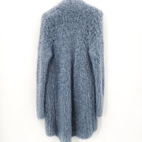 ANTHROPOLOGIE Larkin Shimmer Fuzzy Cardigan Blue - Picture 3 of 6